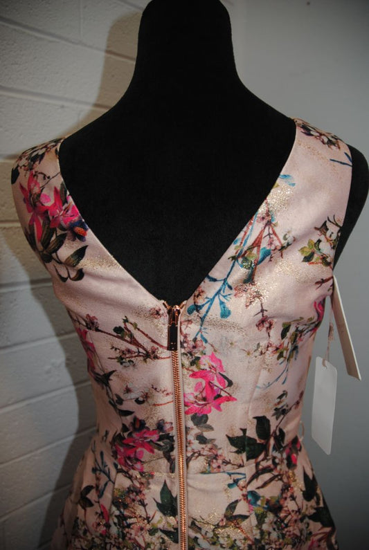 pink floral Ted Baker jacquard dress, 1 EU