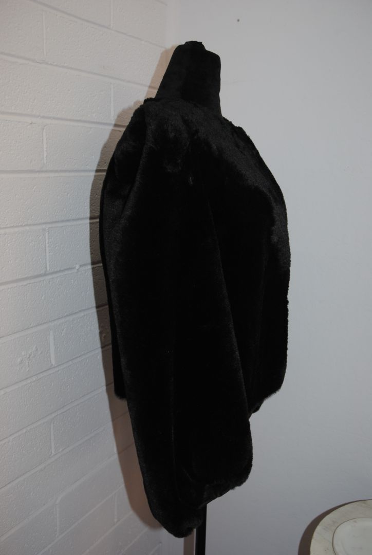 Max Studio Black Faux Fur Jacket M