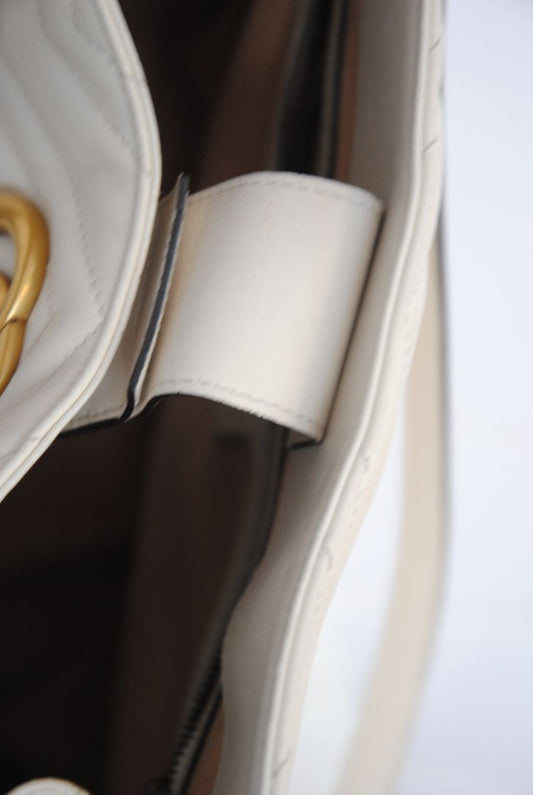 ivory Gucci GG Marmont Matelasse Chevron