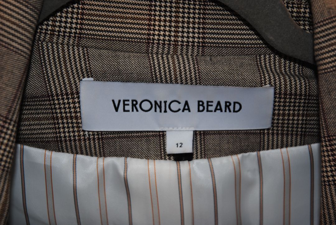 brown houndstooth Veronica Beard single button plaid, 12