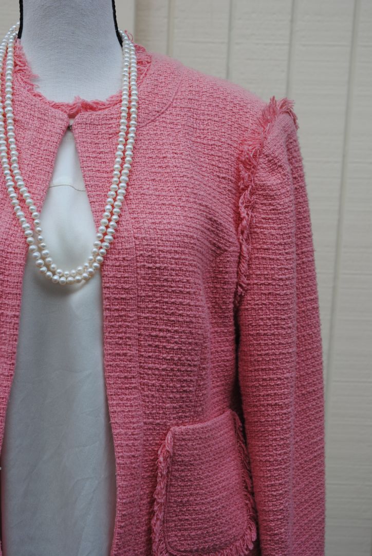 soft rose CINQ À SEPT fringe jacket