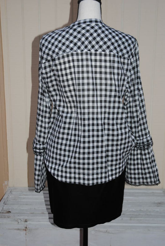 black and white JCREW gingham top, 10