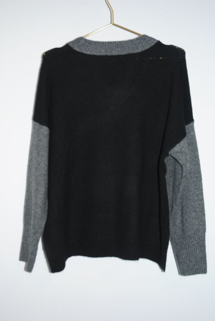 gray and black Vince Camuto two tone sweater