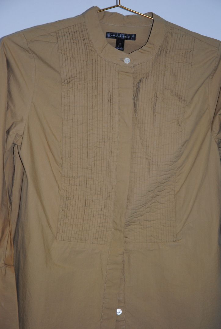 Banana Republic Mustard Mandarin Collar Blouse