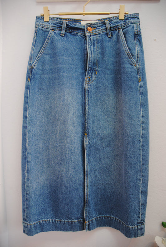 blue wash Boden denim skirt , 4