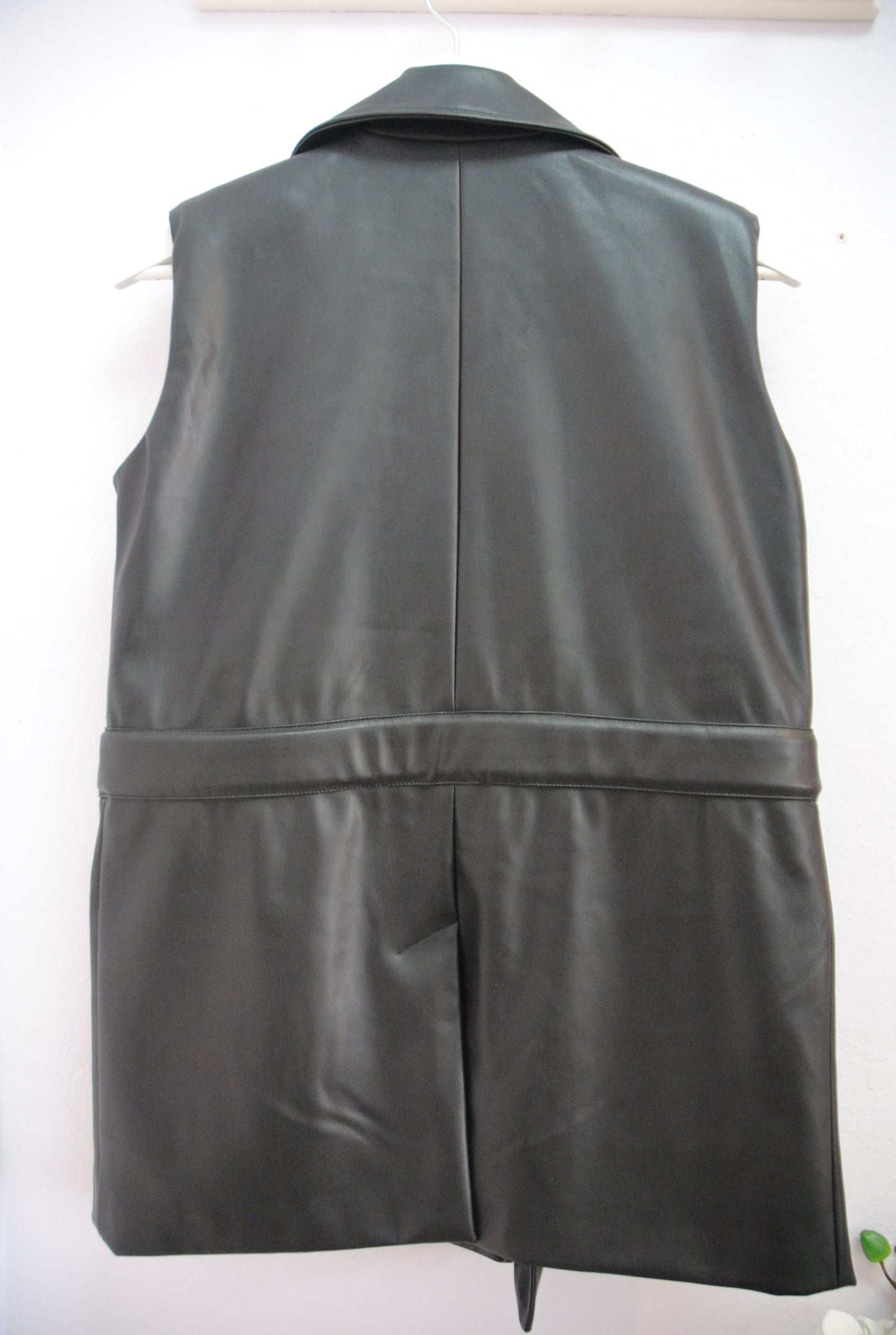 Bar III Black Faux Leather Vest PXS
