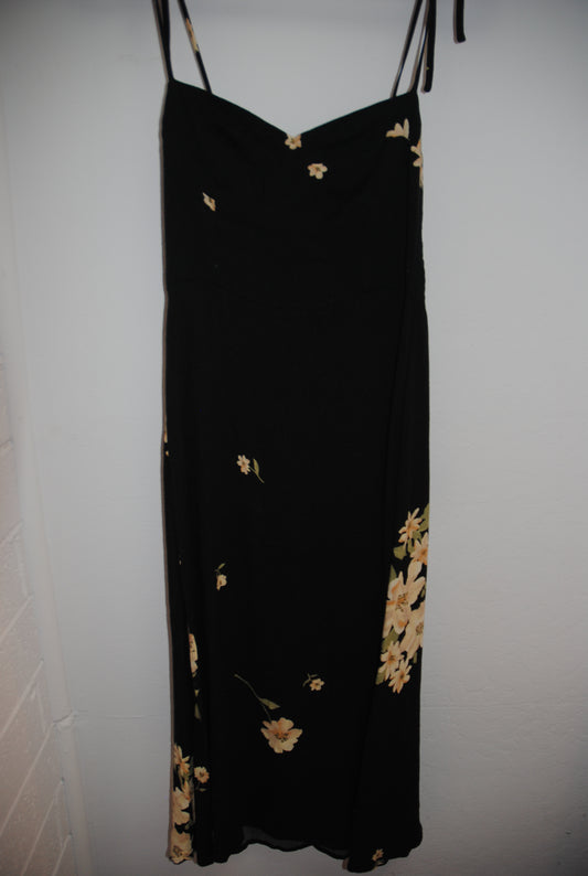 black multi Reformation midi dress, XS