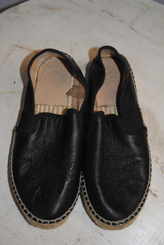black Kenzo slip ons, 5.5