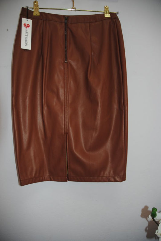 Cognac brown Kate Kasin leather skirt, M