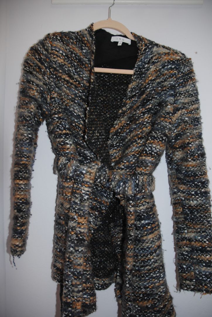 IRO Paris Neutral Marled Boucle Wrap Jacket
