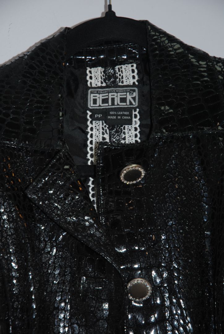 Berek Black Croc Embossed Leather Jacket PP