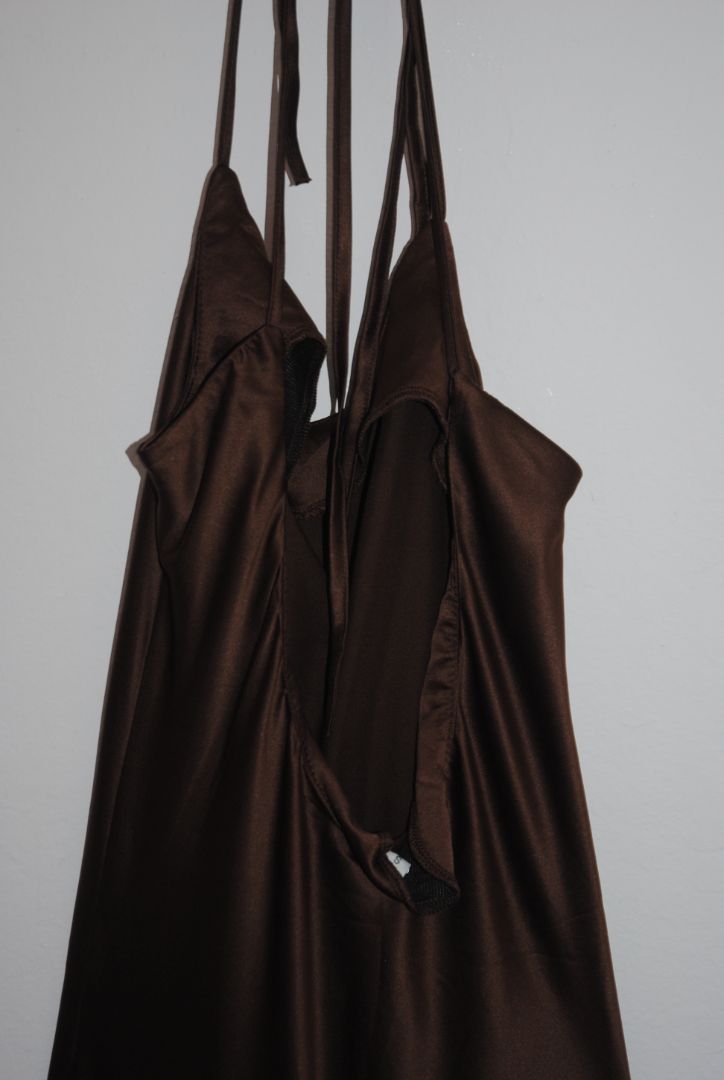 brown Hidden Brand silk halter dress, S,M, & L