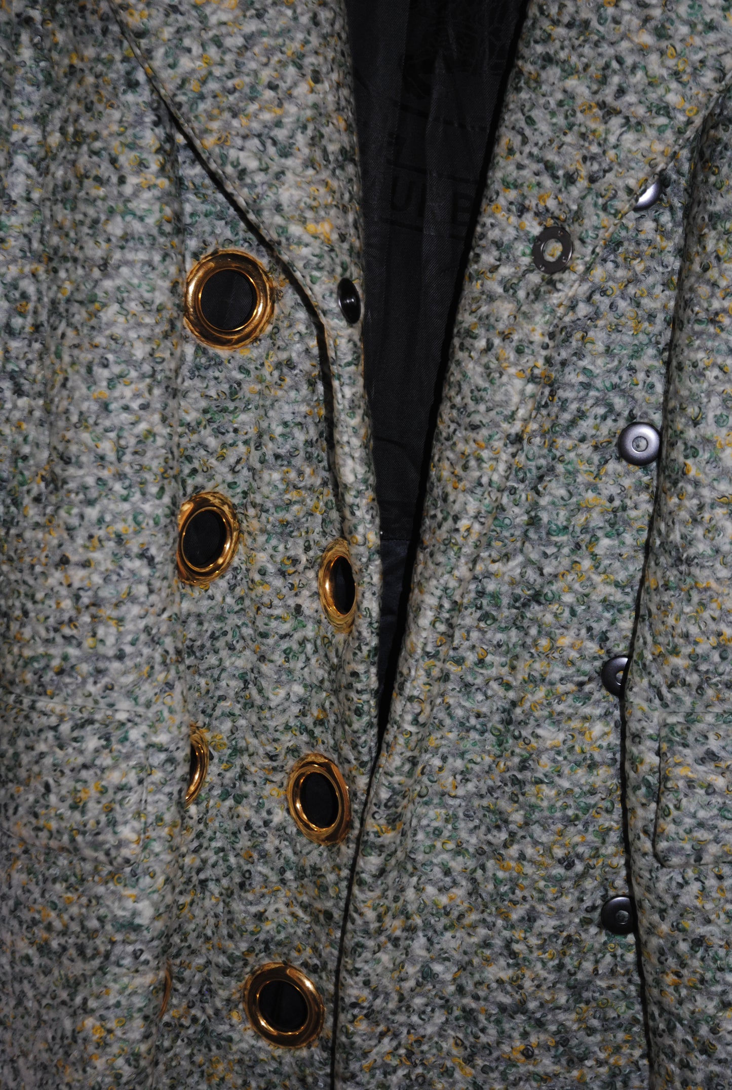green multi Burberry coat, US 12