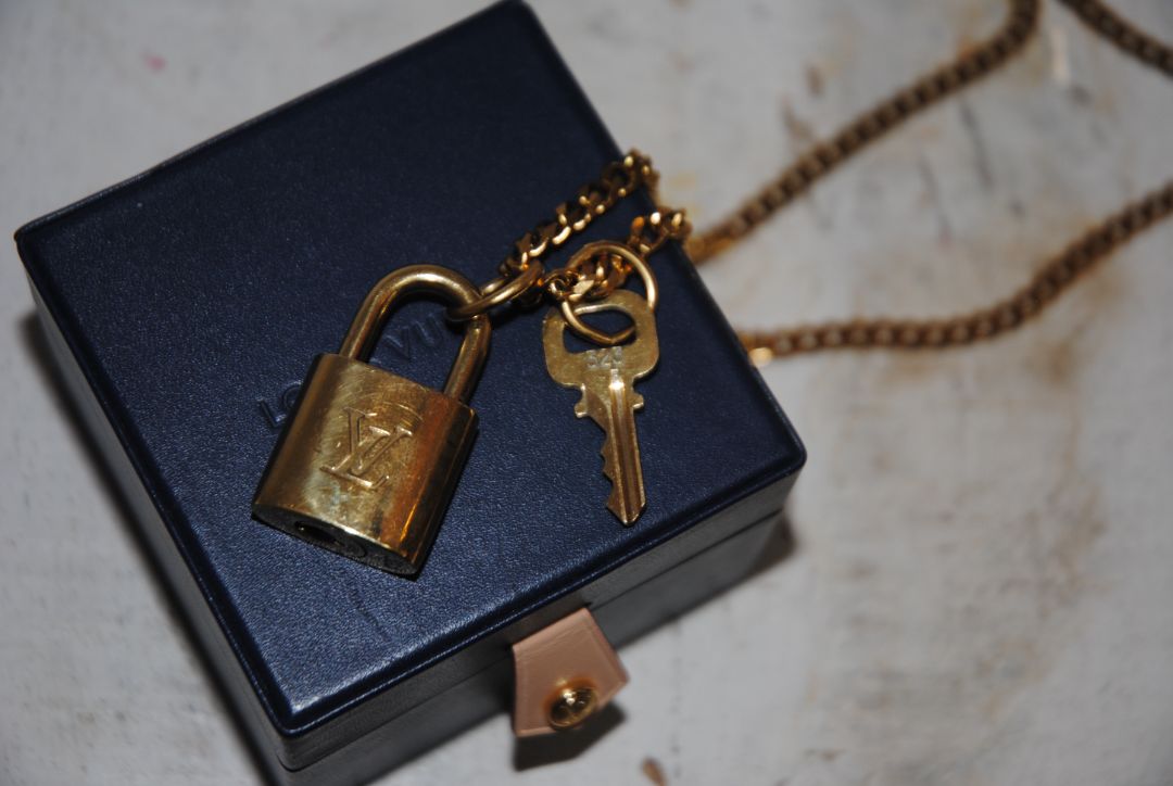 repurposed locket LV lock and key necklace