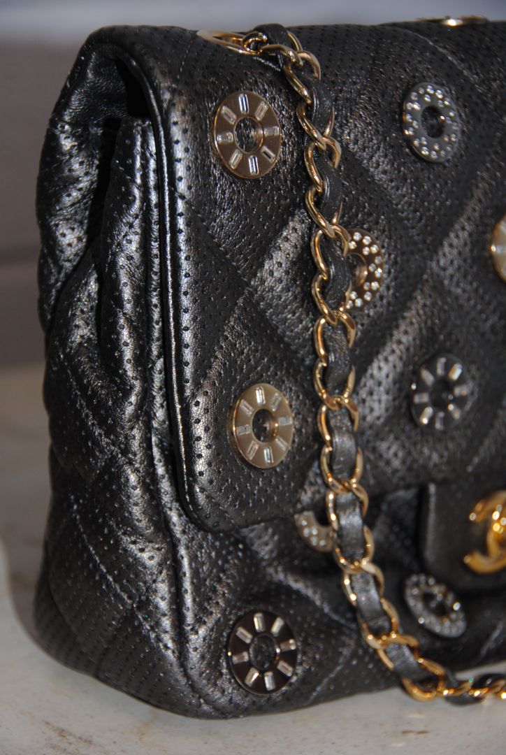 Chanel Paris-Dubai Pewter Metallic Lambskin CC Medals Medium Flap Bag