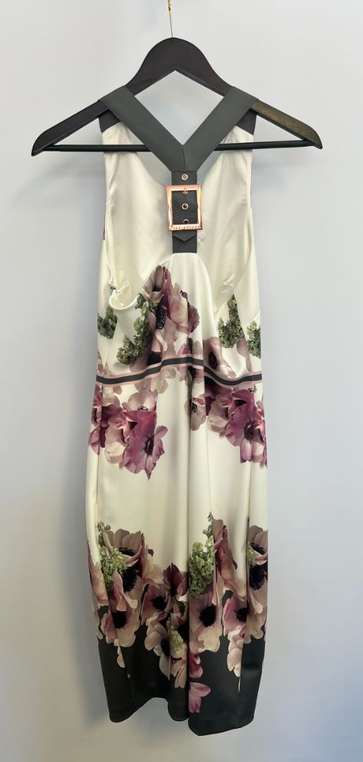 white multi Ted Baker floral dress, 3