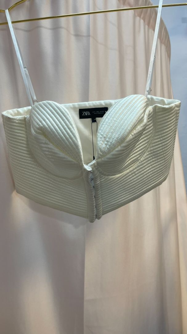 white Zara corset top, L