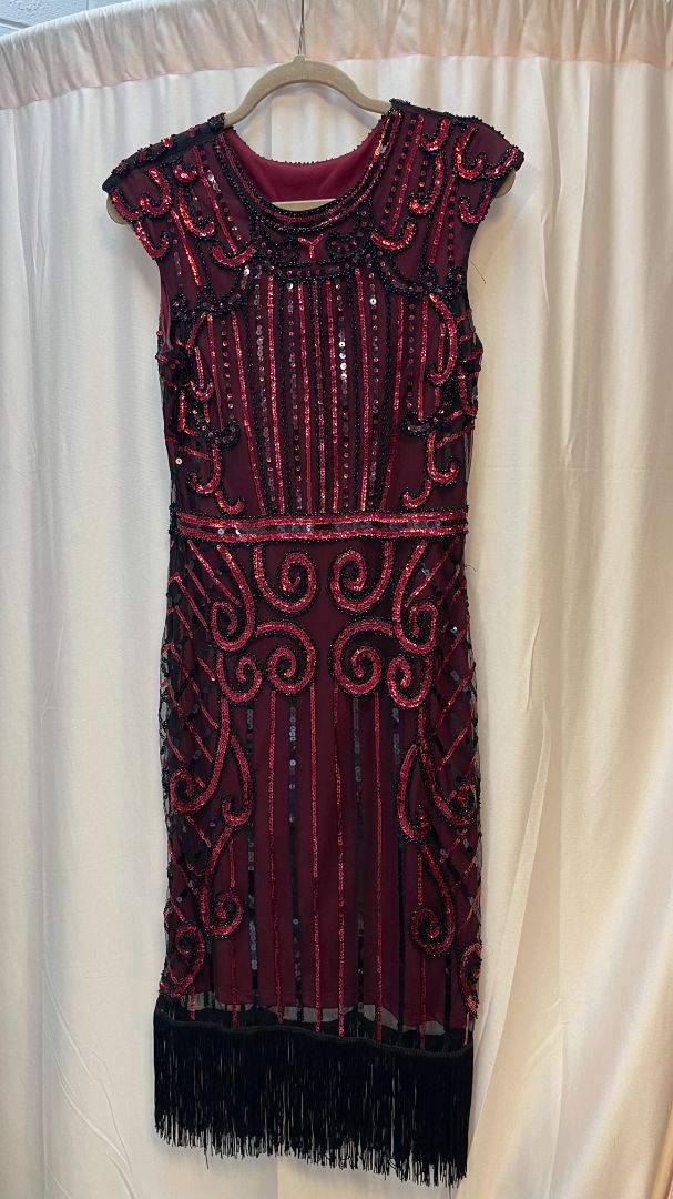 burgundy NA Flapper dress, S