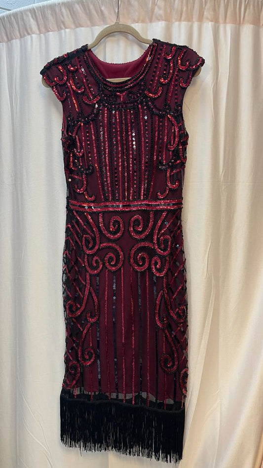 burgundy NA Flapper dress, S