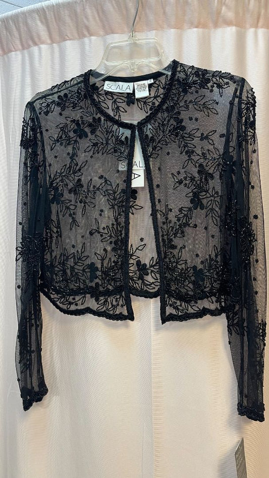 black sheer Scala shawl cover, M