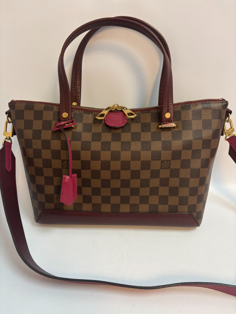 fushia and damier Louis Vuitton satchel cross body, 12.7 x 5.4 x 9