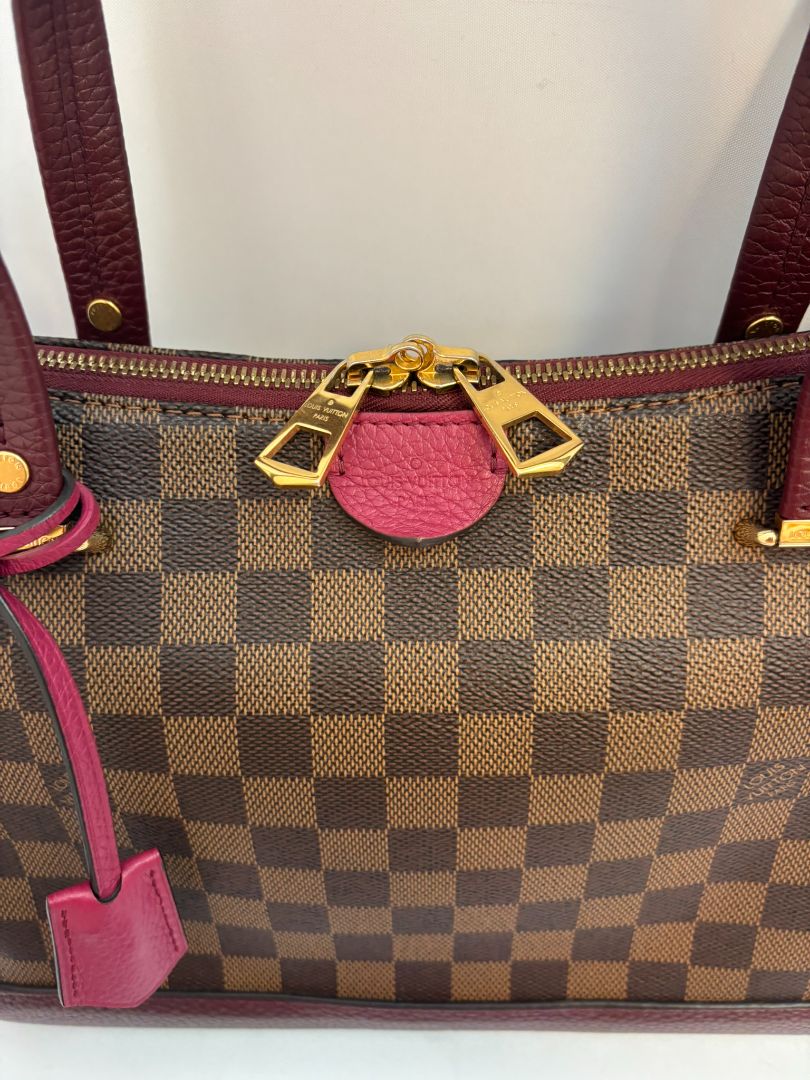fushia and damier Louis Vuitton satchel cross body, 12.7 x 5.4 x 9