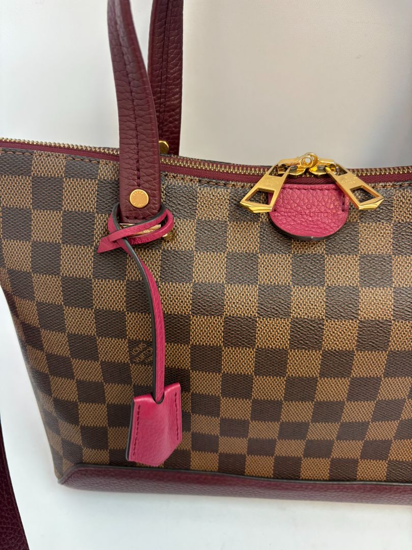 fushia and damier Louis Vuitton satchel cross body, 12.7 x 5.4 x 9