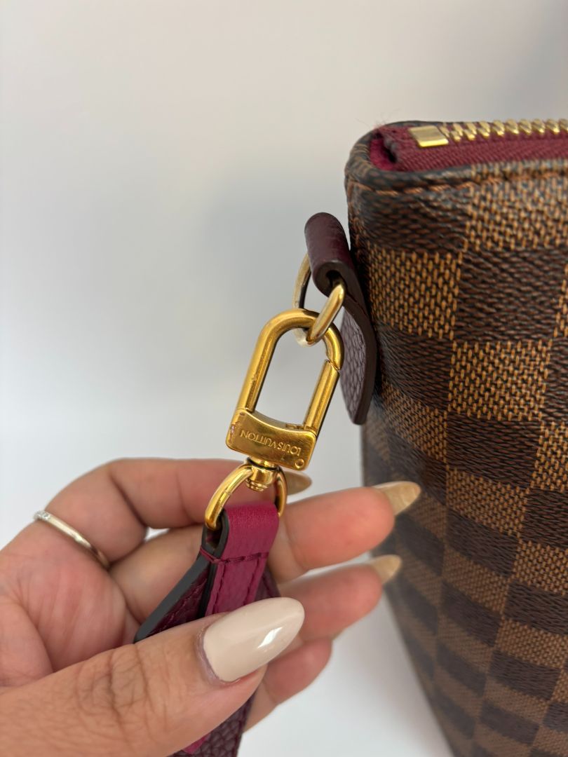 fushia and damier Louis Vuitton satchel cross body, 12.7 x 5.4 x 9