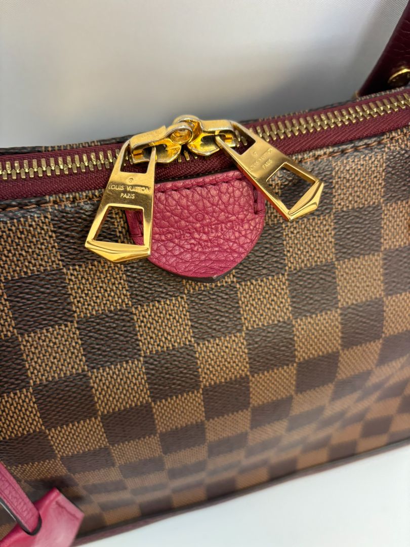 fushia and damier Louis Vuitton satchel cross body, 12.7 x 5.4 x 9