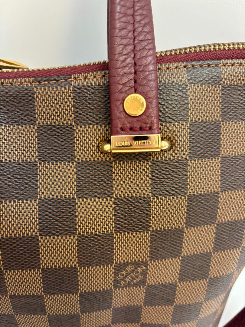 fushia and damier Louis Vuitton satchel cross body, 12.7 x 5.4 x 9