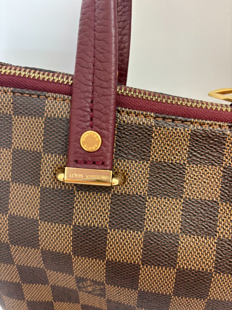 fushia and damier Louis Vuitton satchel cross body, 12.7 x 5.4 x 9