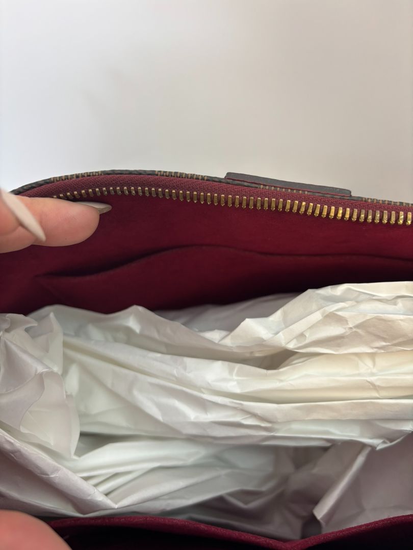 fushia and damier Louis Vuitton satchel cross body, 12.7 x 5.4 x 9