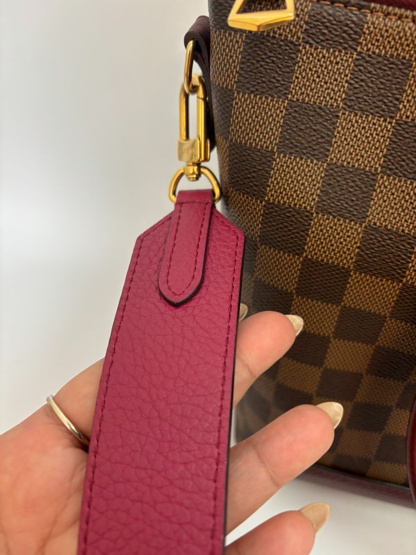 fushia and damier Louis Vuitton satchel cross body, 12.7 x 5.4 x 9