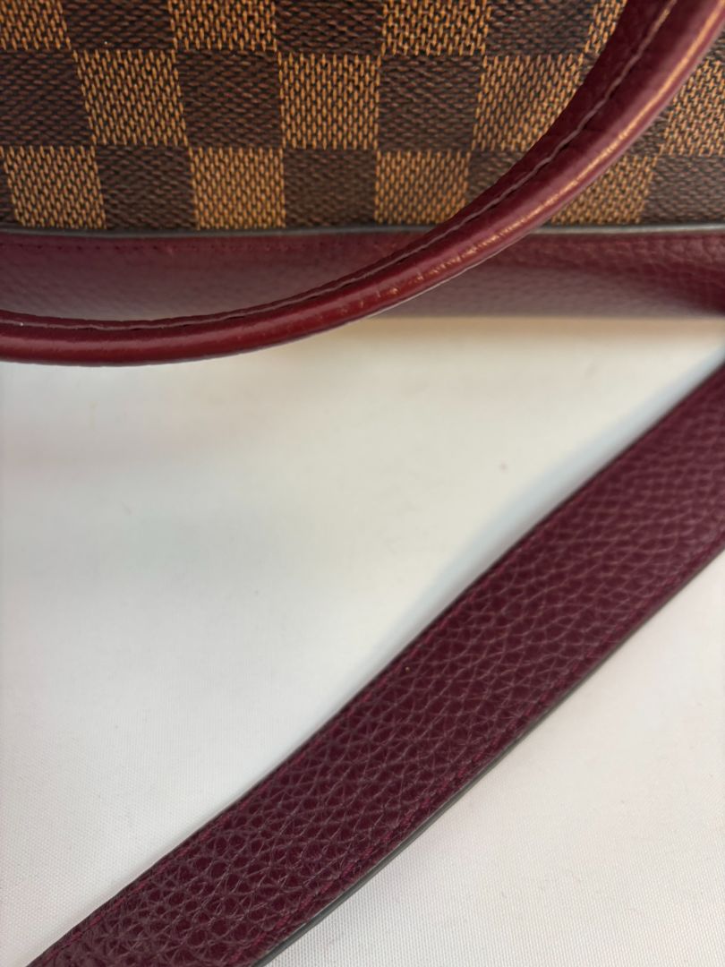 fushia and damier Louis Vuitton satchel cross body, 12.7 x 5.4 x 9