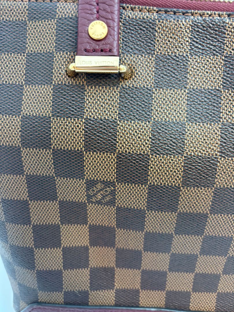fushia and damier Louis Vuitton satchel cross body, 12.7 x 5.4 x 9