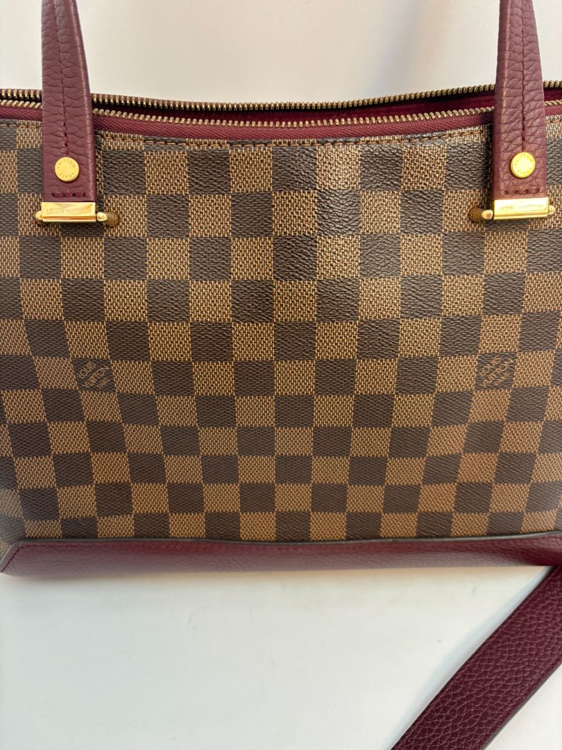 fushia and damier Louis Vuitton satchel cross body, 12.7 x 5.4 x 9