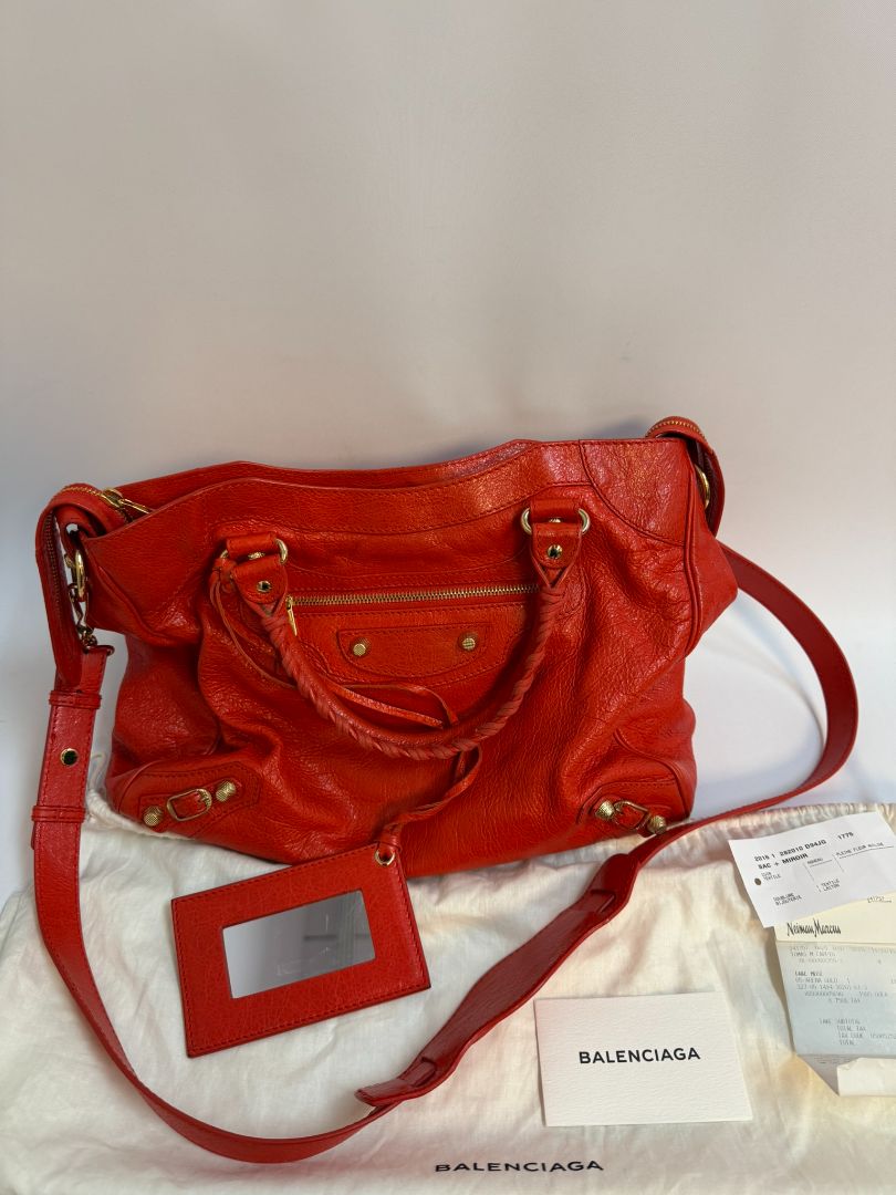 Pleine Fleur Aniline Balenciaga city town bag, 15 x 9.5 x 5.5 x 4in drop