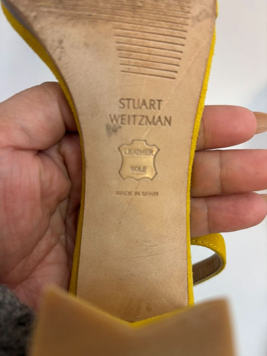 mustard Stuart Weitzman stack heels, 4.5 US