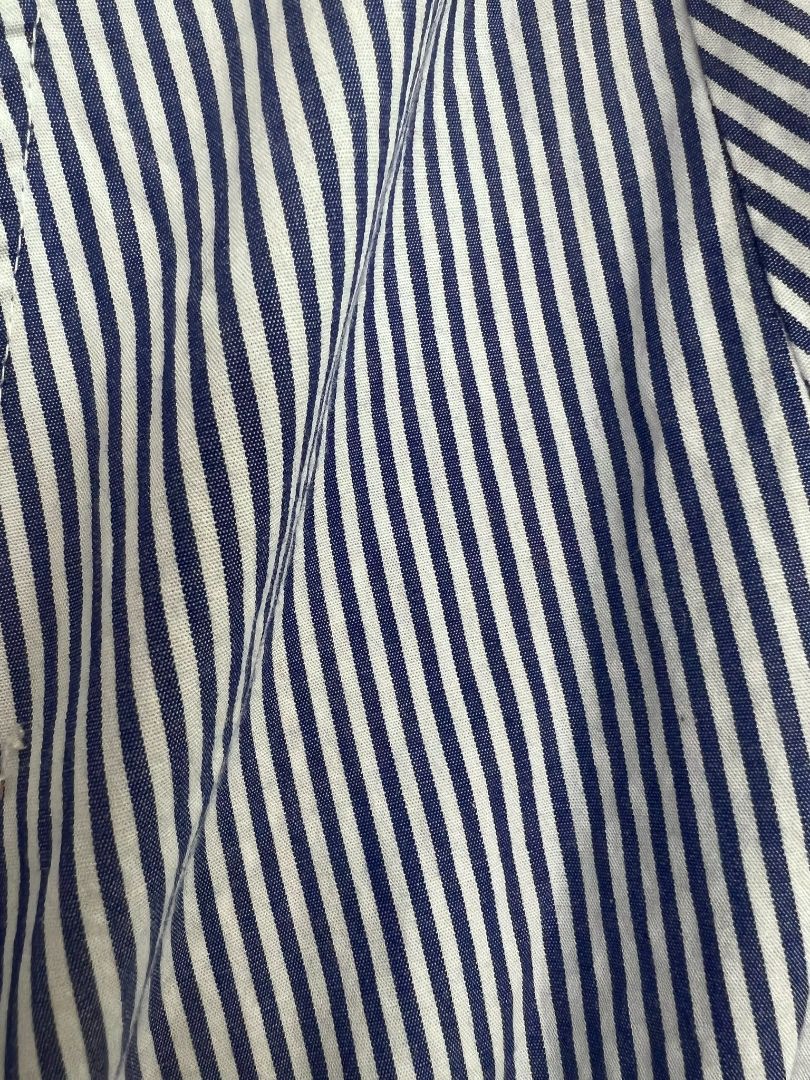 white & blue Zara Basic wrap top, S