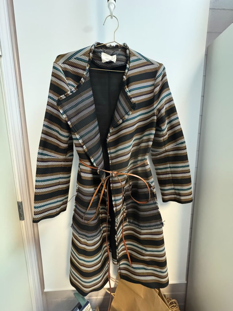 brown and gray and black Dorothee Schumaccer wrap coat, XL