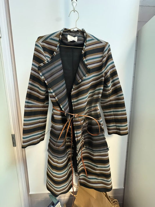 brown and gray and black Dorothee Schumaccer wrap coat, XL
