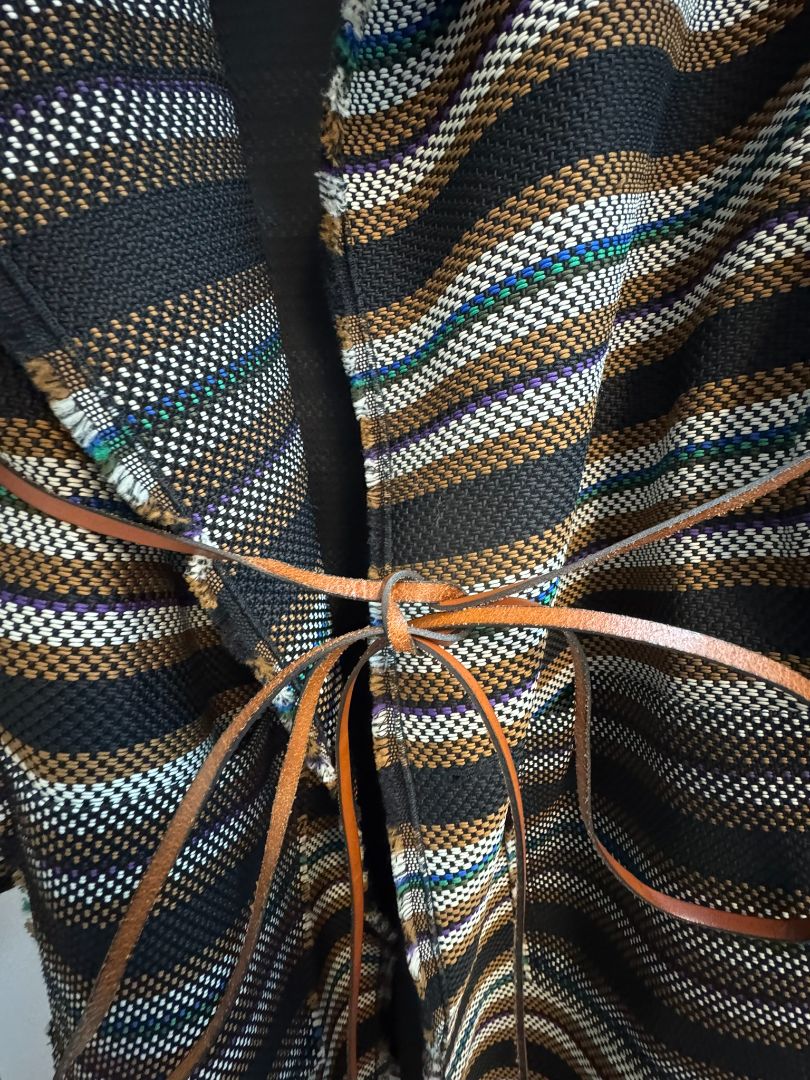 brown and gray and black Dorothee Schumaccer wrap coat, XL