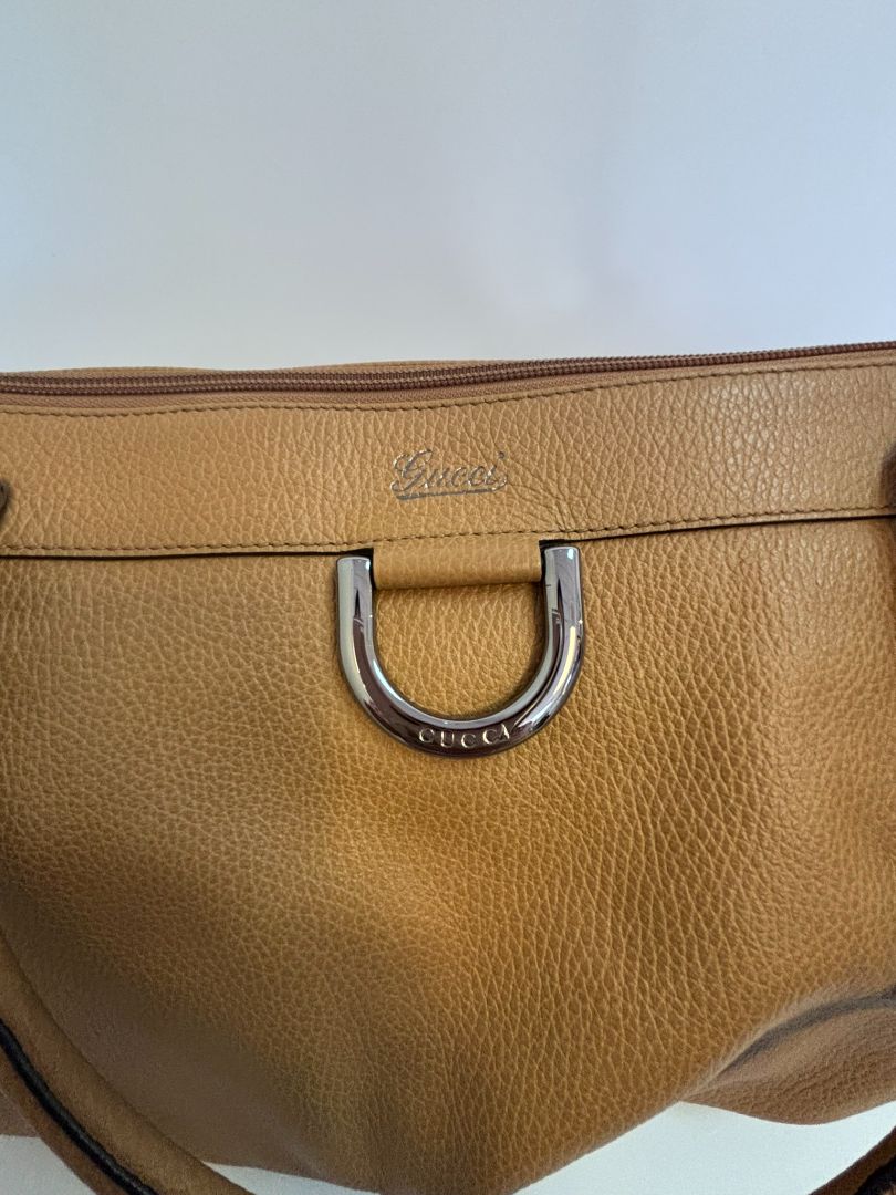 tan Gucci hobo bag, 16 x 10x 5 approx handle 9 inches