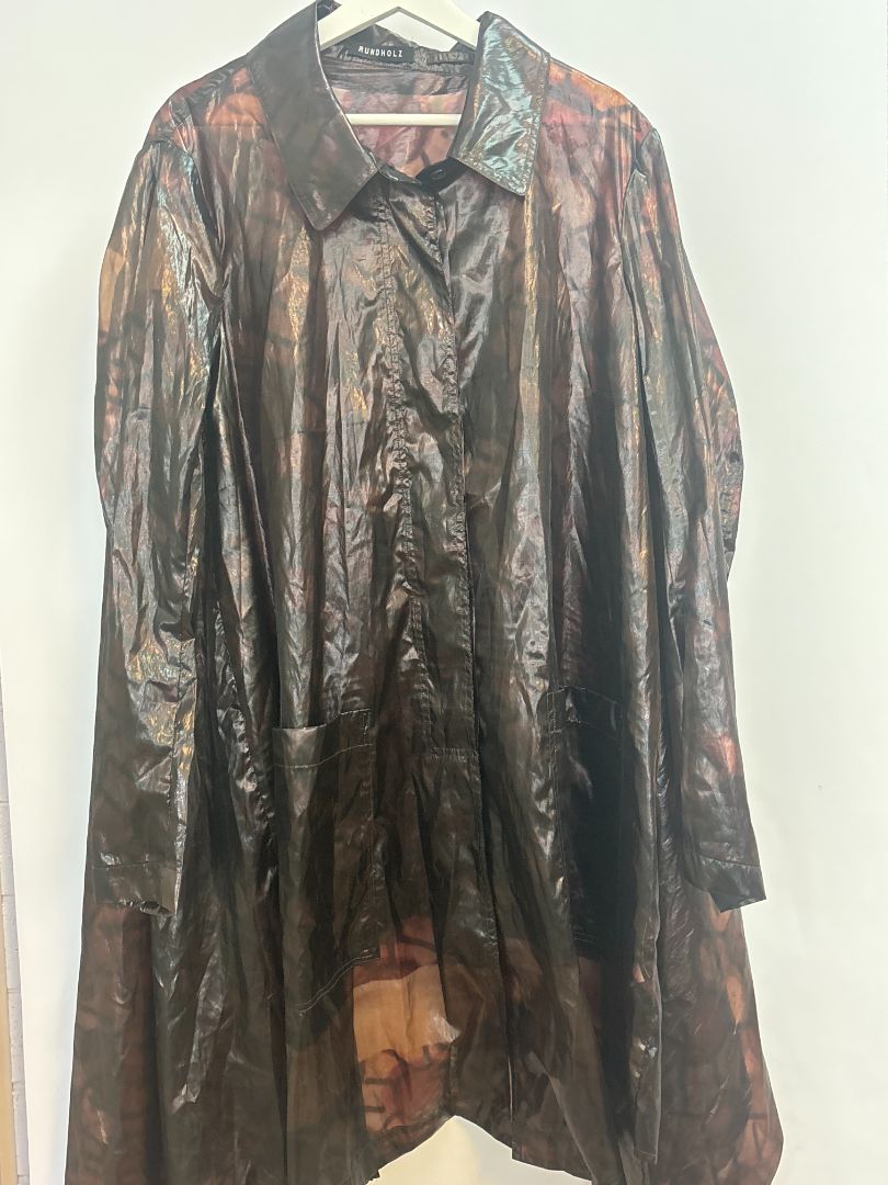 iridescent multi Rundholz Iridescent Oversized Coat β Oil-Slick Organza Finish, one size