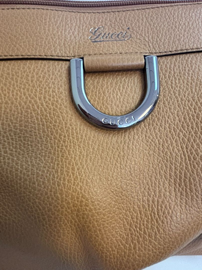 tan Gucci hobo bag, 16 x 10x 5 approx handle 9 inches