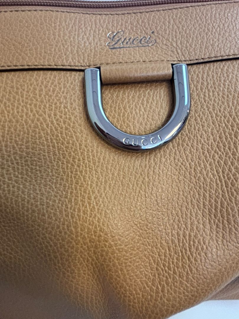 tan Gucci hobo bag, 16 x 10x 5 approx handle 9 inches