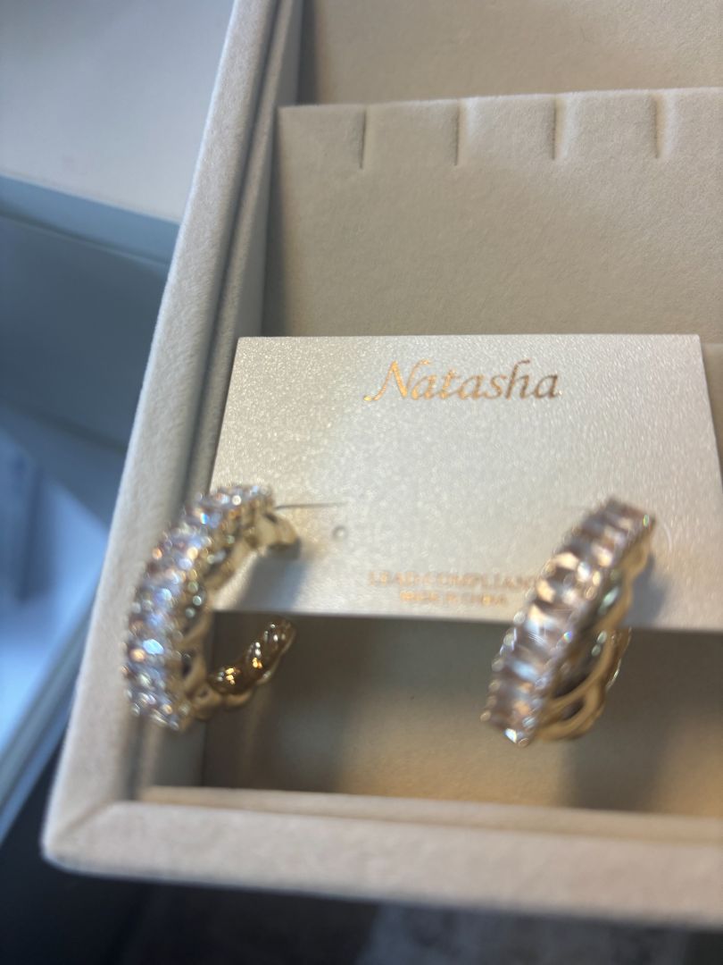 gold Natasha crystal earrings baguettes
