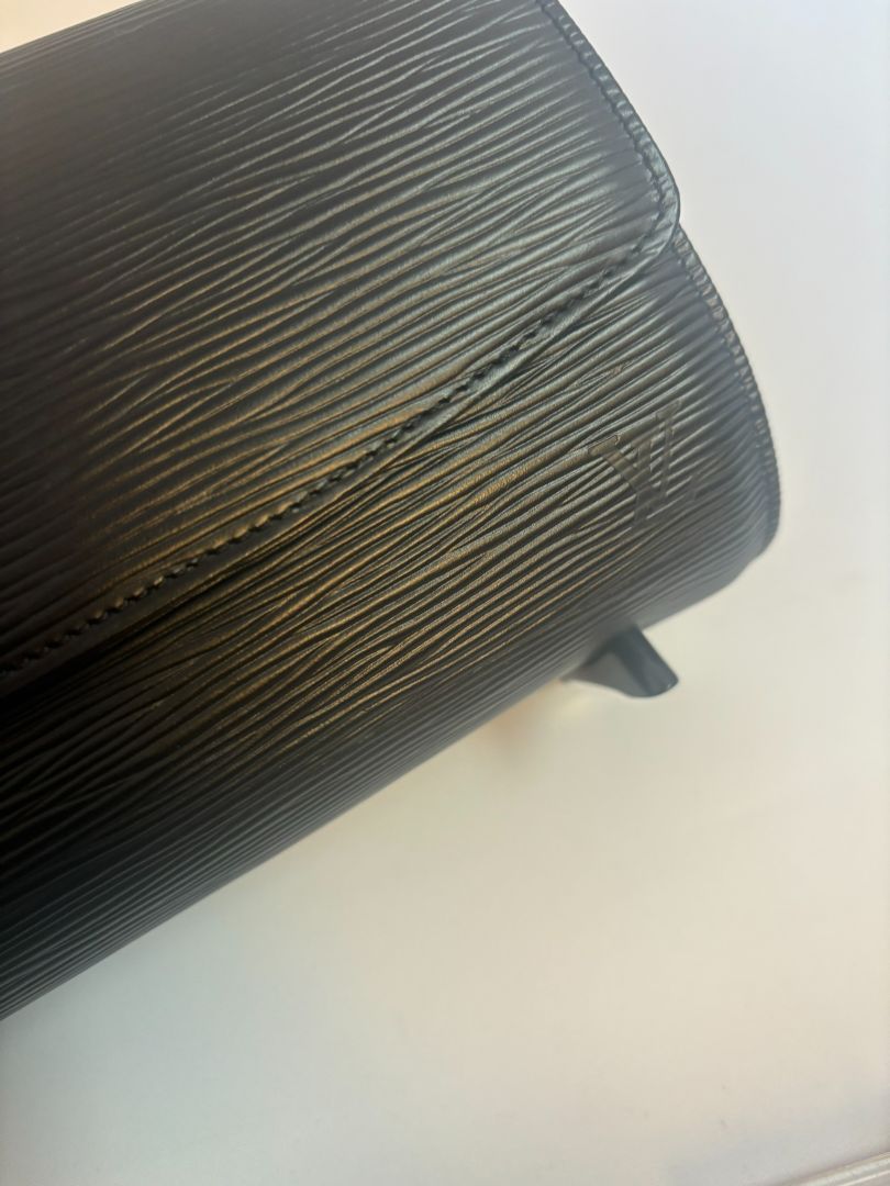Noir Epi Louis Vuitton top handle, 12.5 x 6.5 x 3.5 x 7.5 handle drop