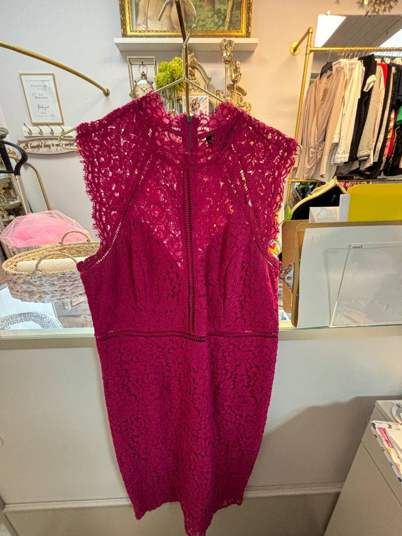 fuschia Bardot lace dress, 10