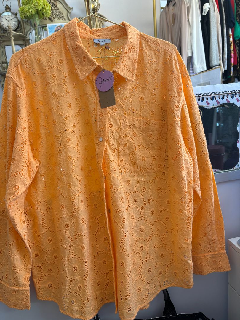 orange Rails Arlo eyelet button down, XL